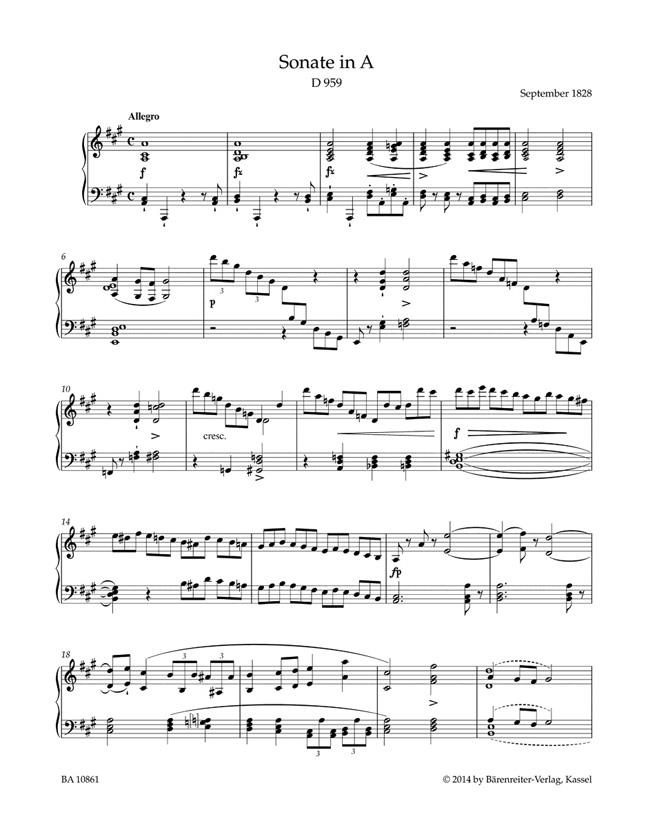 Sonata In A Major For Piano D 959